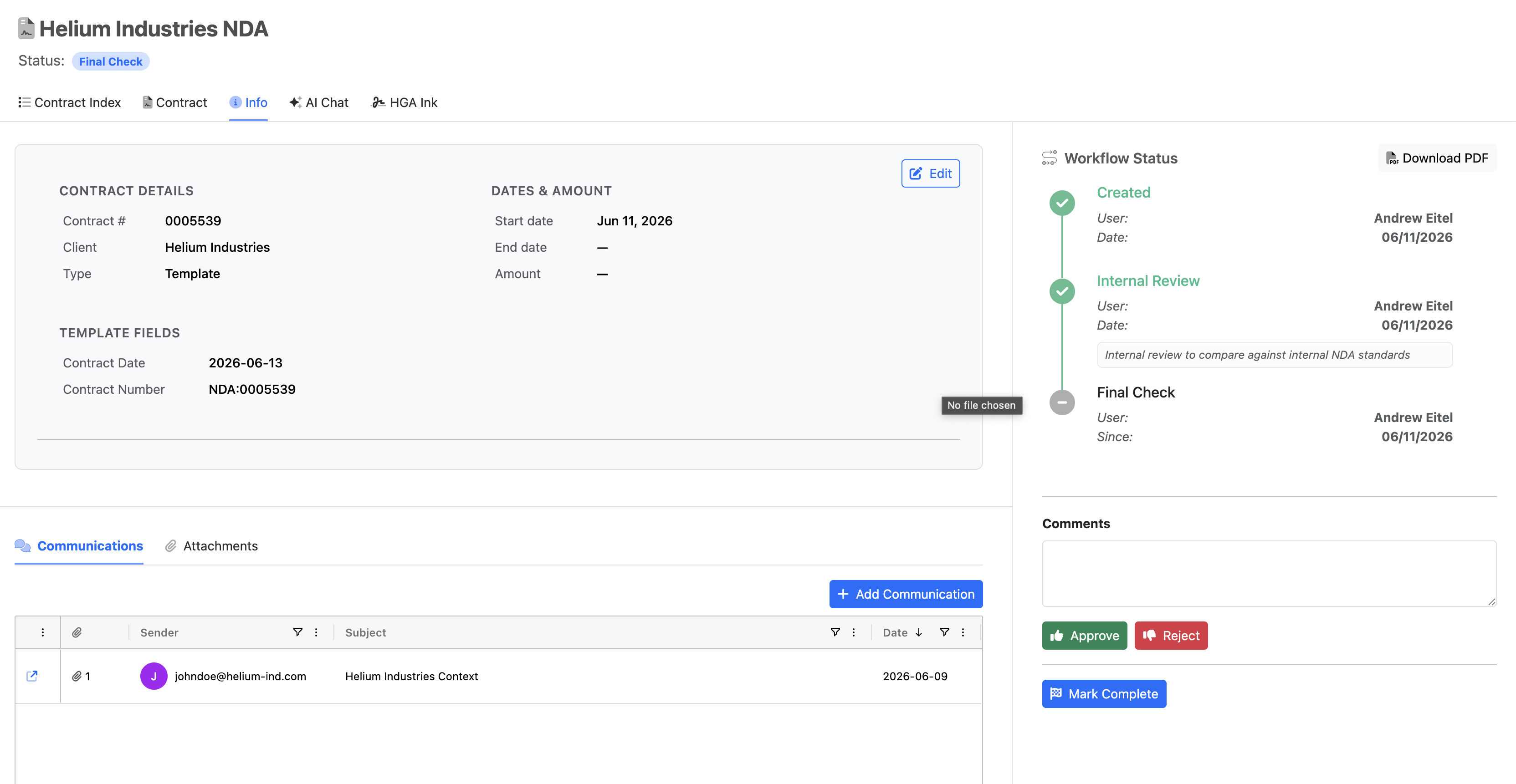 Contract workflow